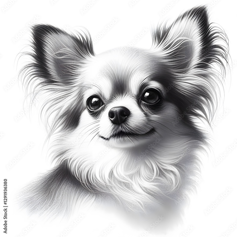 Fototapeta premium 흰 배경, 치와와, 펜슬 드로잉, jpeg (white background, Chihuahua, pencil drawing, jpeg)