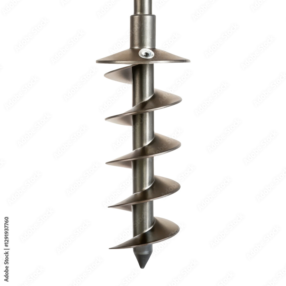 spring season equipment, Metal drill bit with spiral isolated on a white background. spring season equipment, Metal drill bit with spiral isolated on a white background.