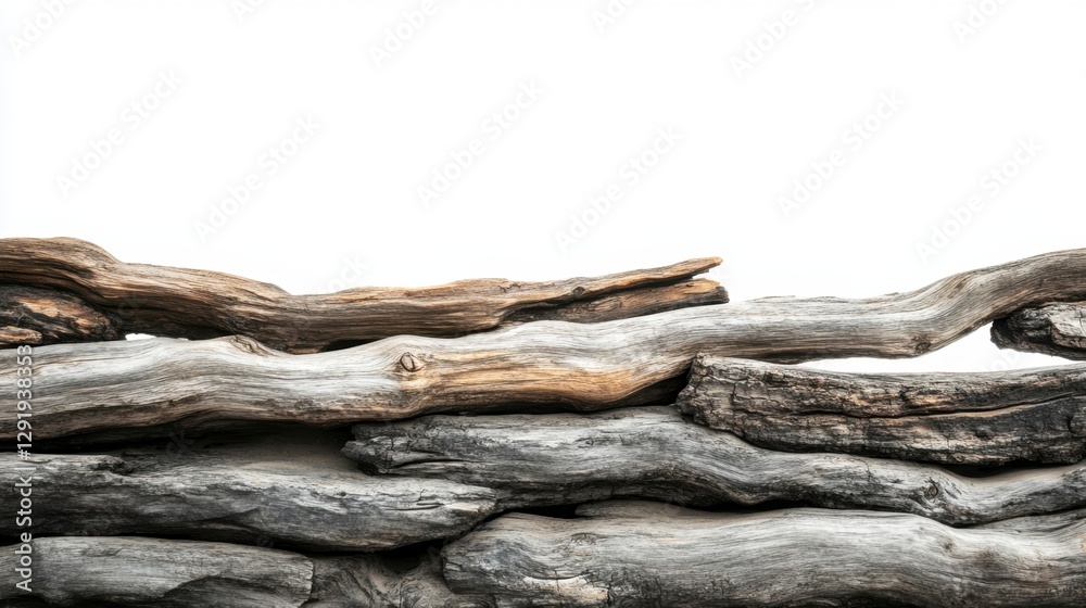 Fototapeta premium Driftwood Wall: Natural Texture, Rustic Detail and Tranquil Coastal Theme.