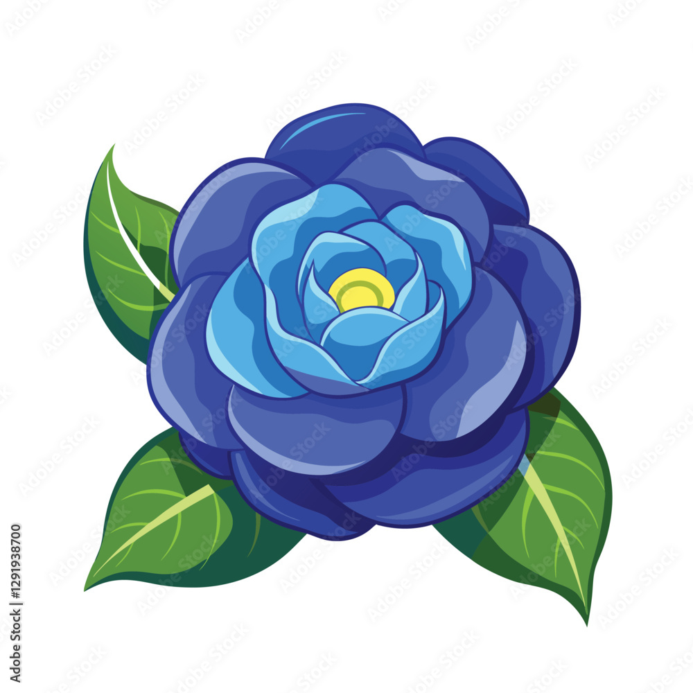 Obraz premium Blue Camellia Flower Vector Illustration Cartoon, Clipart & Line Art Design1.eps