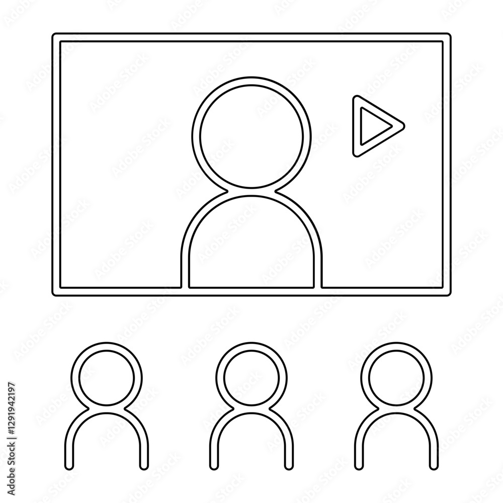 Video conference icon in line style Video conference icon in line style