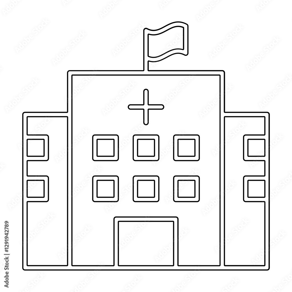 Hospital building icon in line style Hospital building icon in line style