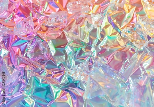 Abstract background of multicolored crumpled foil close up, Ai Generated