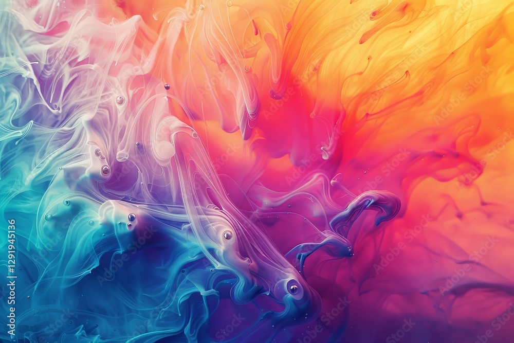 Obraz premium Vibrant swirls of color blend together in an abstract display of fluid art created with paint pigments