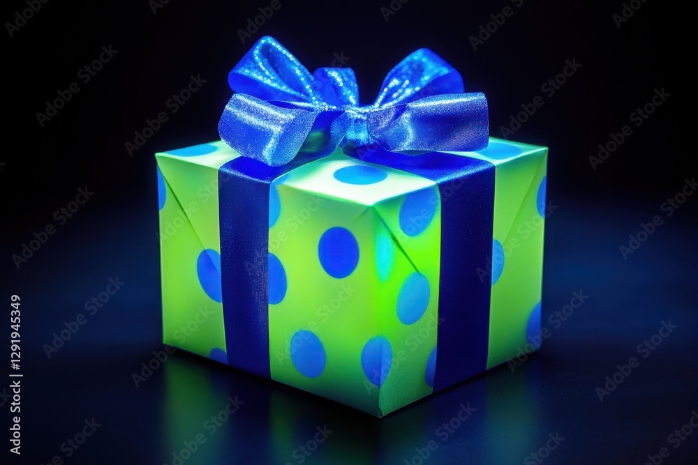 Obraz premium Gift box with glowing bioluminescent wrapping .