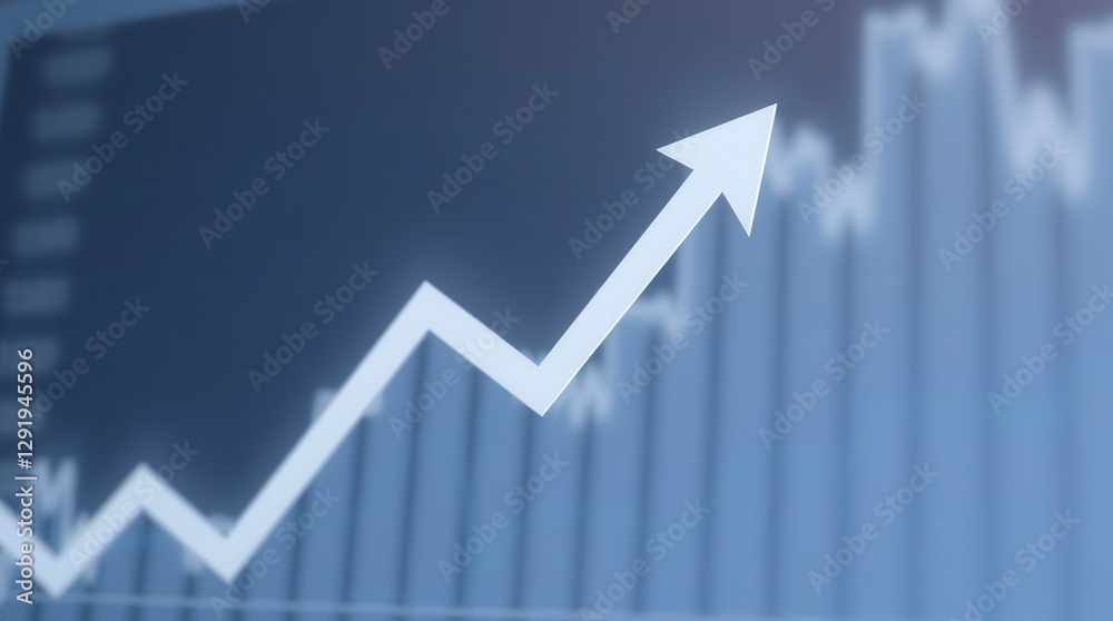 An upward-pointing arrow on a bar graph symbolizes financial growth and successful investment strategies. An upward-pointing arrow on a bar graph symbolizes financial growth and successful investment strategies.