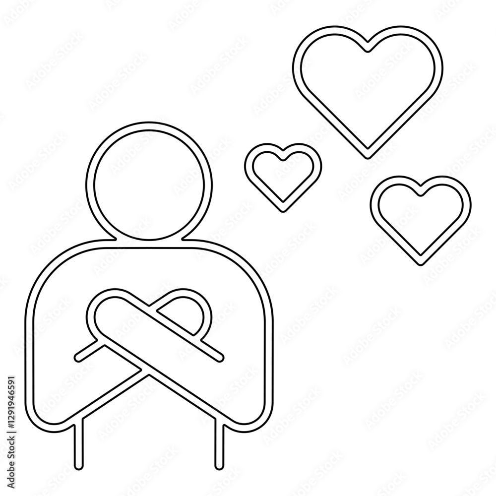 Happy person icon in line style Happy person icon in line style