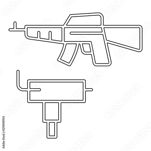 Gun, rifle icon in line style