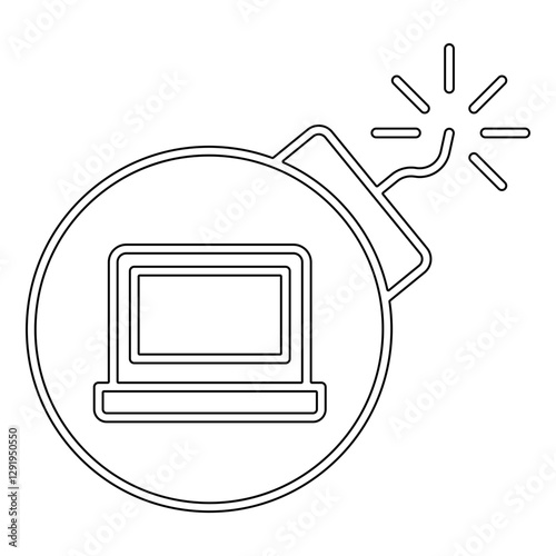 computer hacking icon in line style