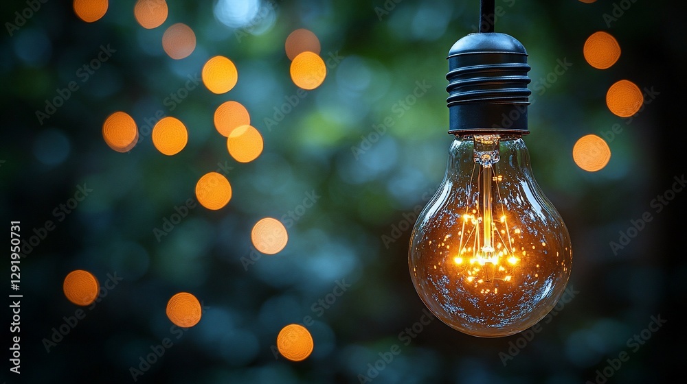 Illuminated Bulb, Bokeh Background Illuminated Bulb, Bokeh Background