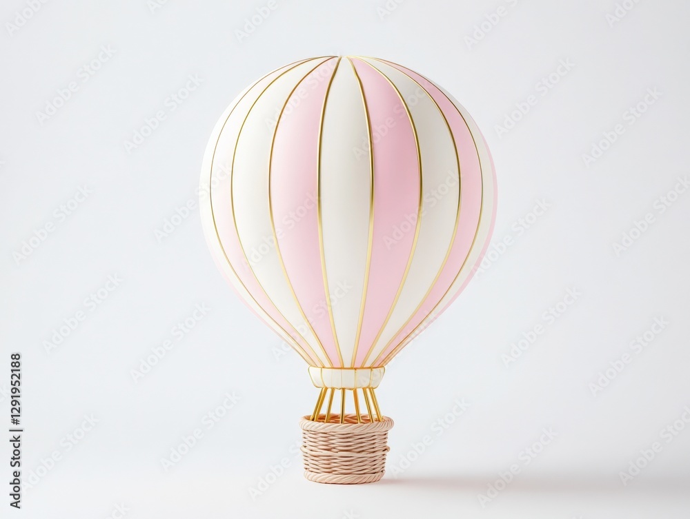 Obraz premium pink and white hot air balloon isolated on white background