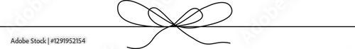 Bow, Ribbon Bow, line art style, outline minimal tie hand drawn sketch isolated on white background, vector graphic illustration.
