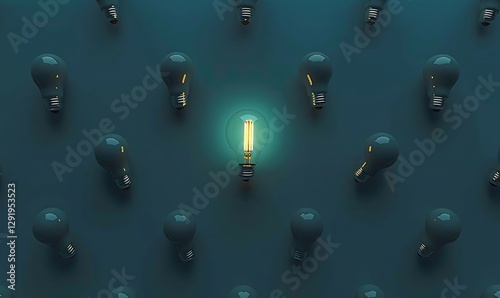 Idea concept with light bulb on dark background, Ai Generated