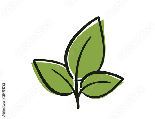 Plant with three leaves. Nature, spring and planting design element. Isolated vector image