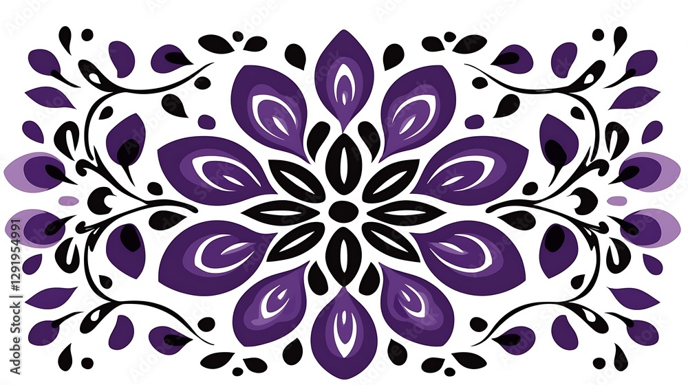 Fototapeta premium Ornamental floral design pattern with leaves, decorative background for invitations or greetings