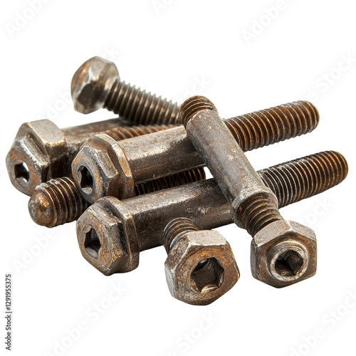Closeup view of phillips head bolts isolated on a Transparent background for detailed examination and study, Closeup view phillips head bolts isolated on PNG background
