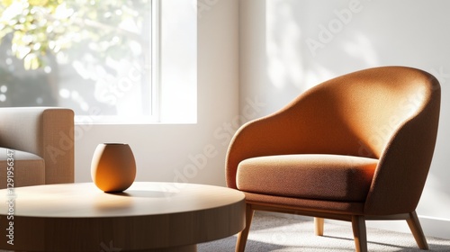 modern living room with armchair and coffee table