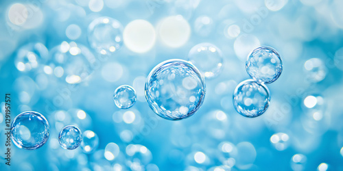 Transparent cosmetic blue gel with gas bubbles