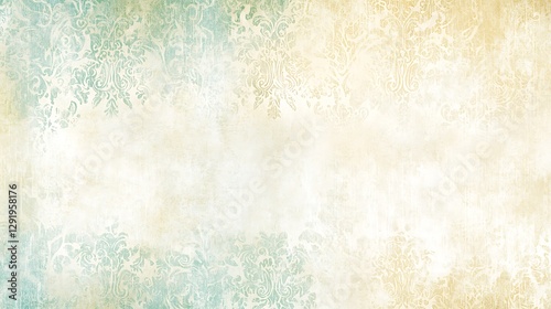 Ornate vintage background texture, floral pattern edges fading into soft colors, for graphic design