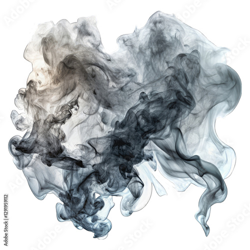 Abstract Smoke Cloud, Gray Ink Swirl Texture isolated on transparent background