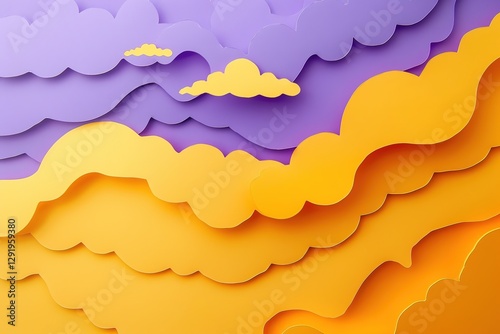 Paper cut clouds background, 3d illustration, Paper art style, Ai Generated
