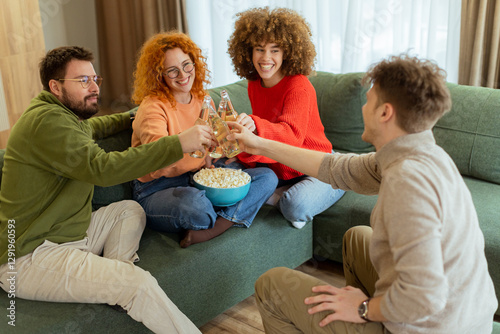 Friends celebrate together ...