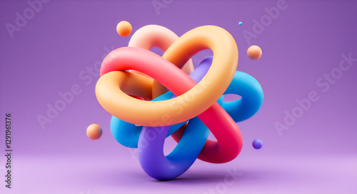 Fototapeta Naklejka Na Ścianę i Meble -  カラフル3Dシェイプ - ポップな抽象デザイン