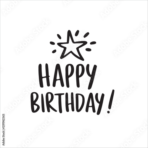 Happy Birthday Black and White Vector | Elegant Typography Design