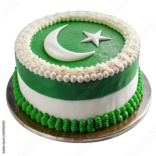 Pakistan Flag Cake: Independence Day Dessert isolated on transparent background