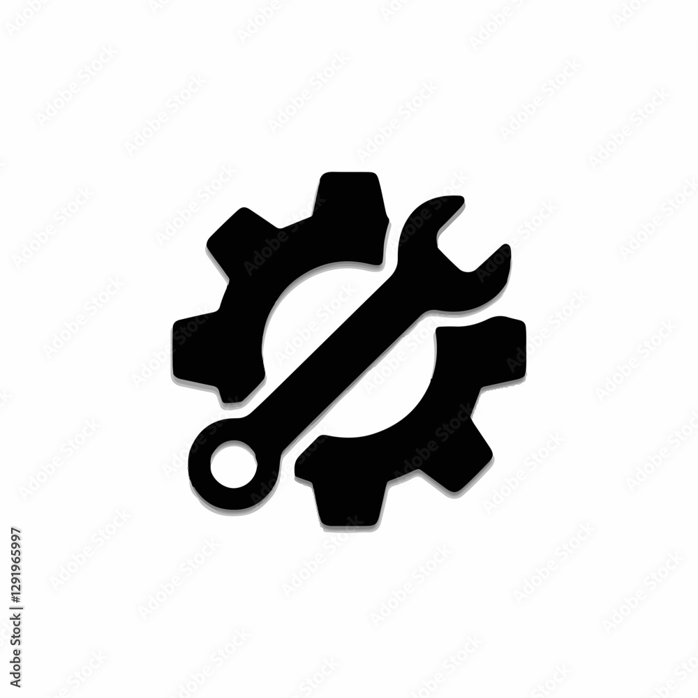Service and maintenance symbol with wrench and gear Service and maintenance symbol with wrench and gear