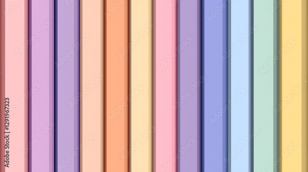 Fototapeta premium Pastel color pencils arranged vertically, plain backdrop, for artistic design and educational uses