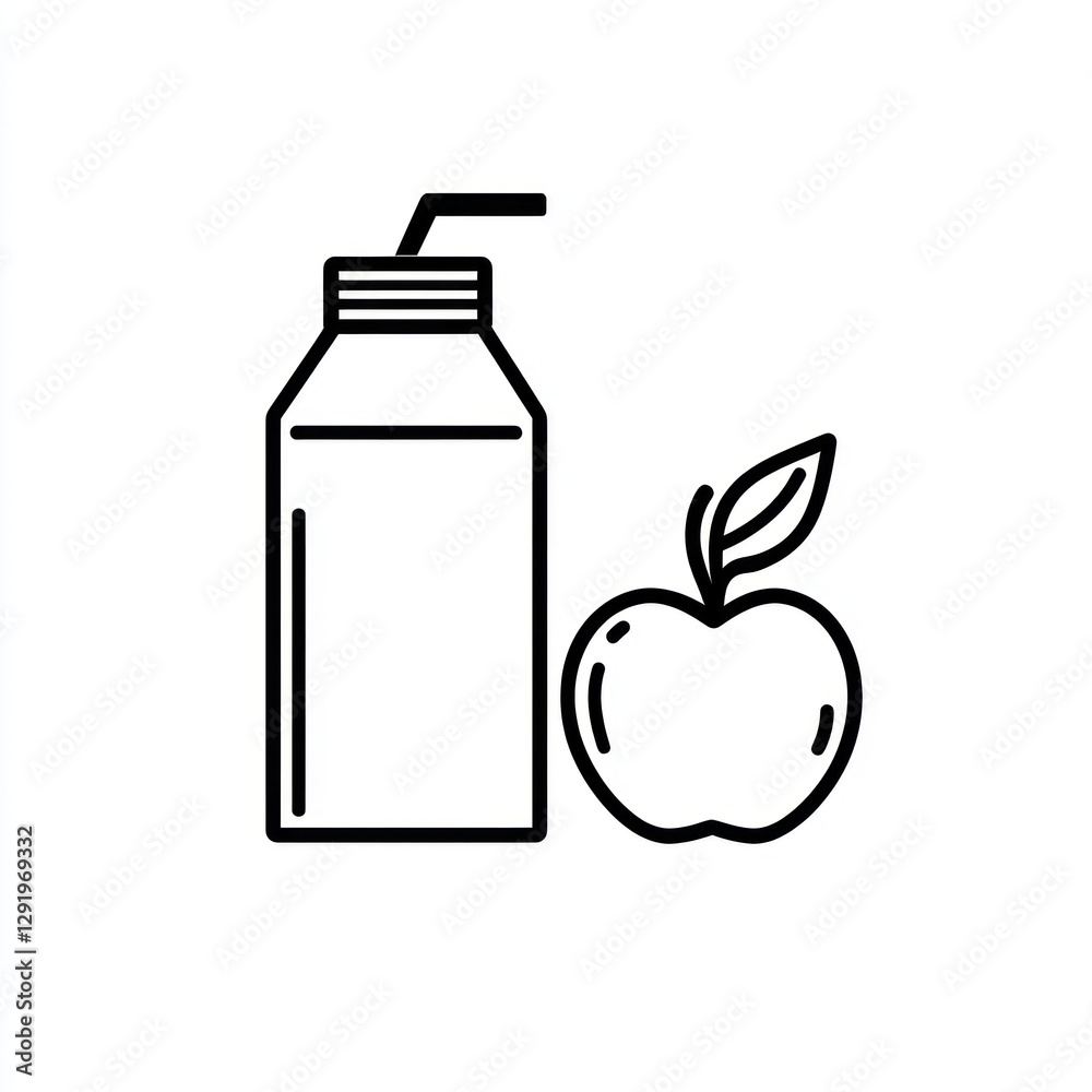 Simple Illustration of Juice and Apple Simple Illustration of Juice and Apple