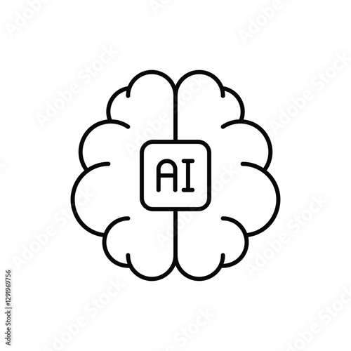 Ai Brain vector icon stock illustration