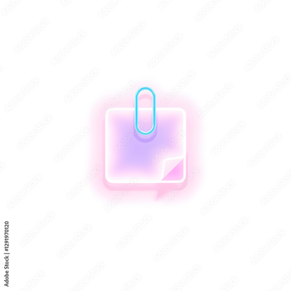 Paper clip holographic 3D icon. neon symbol vector illustration isolated on white background. Generative AI Paper clip holographic 3D icon. neon symbol vector illustration isolated on white background. Generative AI