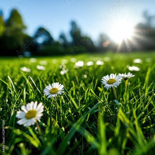daisies in a meadow on a sunny day