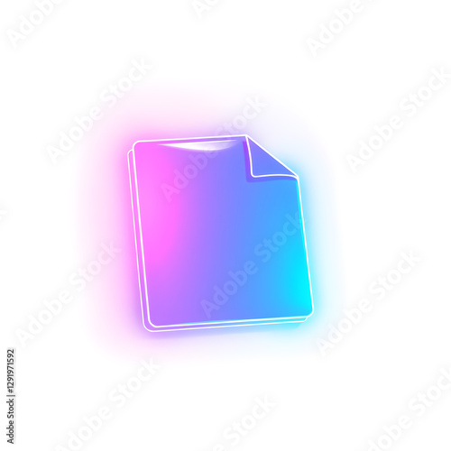 Free Download Paper holographic 3D icon. neon symbol vector illustration isolated on white background. Generative AI - GFXLoad