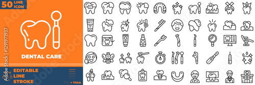 Dental Care Line Editable Icons set