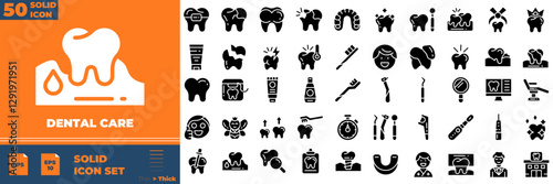 Dental Care Solid Editable Icons set