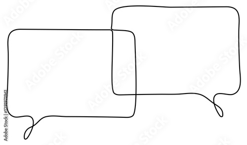 Two speech bubbles continuous line drawing. Chat linear symbol. Dialogue sign. Vector illustration isolated on white.