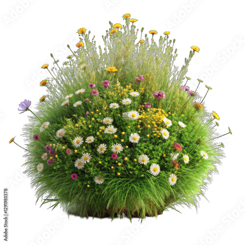Wildflower Meadow Bush:  Floral Arrangement Stock Image isolated on transparent background