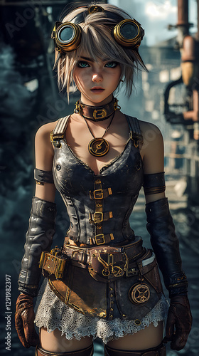 Wallpaper Mural female anime character with steampunk inspired clothing set Torontodigital.ca