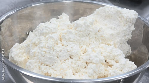 Curd mass laid out on a plate