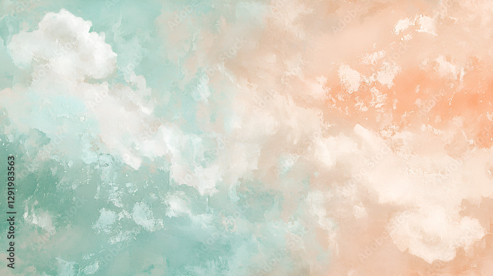 Serene Watercolor Clouds: Soft mint and pale peach hues blend seamlessly, creating a tranquil, dreamy atmosphere. Perfect for relaxation and inspiration. Serene Watercolor Clouds: Soft mint and pale peach hues blend seamlessly, creating a tranquil, dreamy atmosphere. Perfect for relaxation and inspiration.