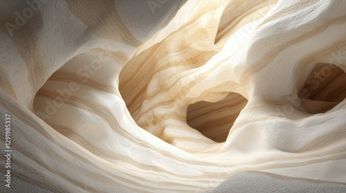 Fototapeta Naklejka Na Ścianę i Meble -  stunning abstract landscape featuring smooth, flowing sand textures with light illuminating curves and contours, creating serene atmosphere