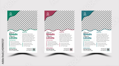 Business flyer design and brochure cover page template for travel agency