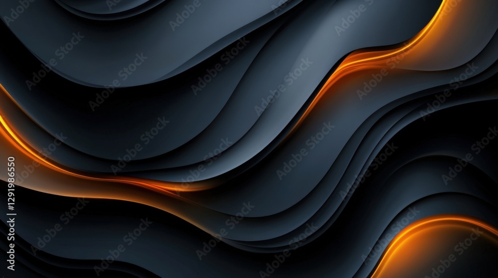Fototapeta premium Abstract black background with orange lines creating a modern artistic design and photo space