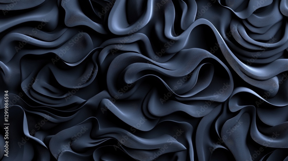 Black background with wavy lines and abstract shapes creating a modern artistic composition Black background with wavy lines and abstract shapes creating a modern artistic composition