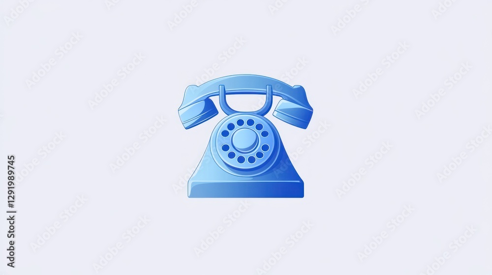 Blue rotary phone, communication, simple background, website icon Blue rotary phone, communication, simple background, website icon