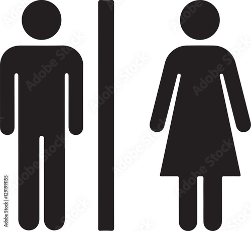 Minimalist Male and Female Restroom Vector Icon  Universal Signage
