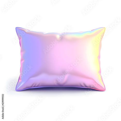 Pillow holographic 3D icon. neon symbol vector illustration isolated on white background. Generative AI